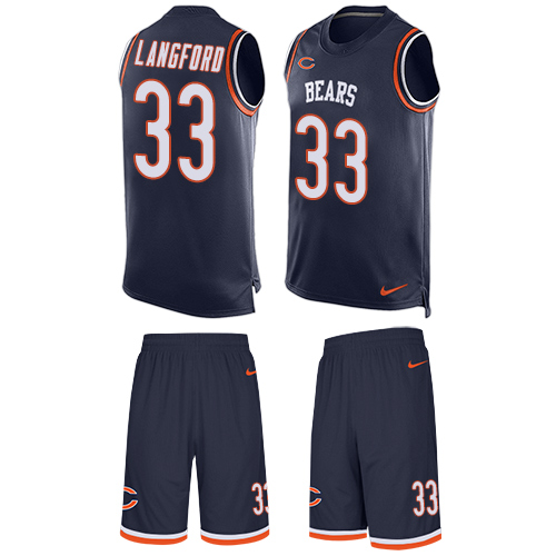 Men's Limited Jeremy Langford Nike Jersey Navy Blue - #33 Tank Top Suit NFL Chicago Bears